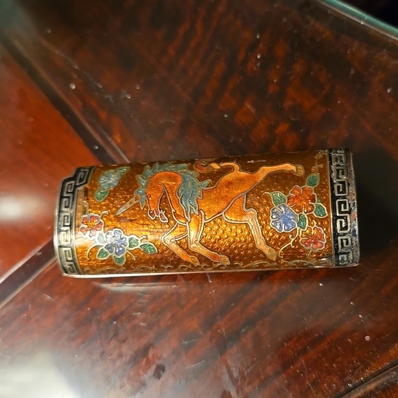 Set of 3 VINTAGE LIGHTER COVERS SILVER TONE & ENAMELED FITS REGULAR BIC LIGHTERS - Picture 5 of 9